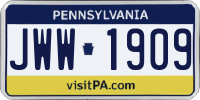 PA license plate JWW1909