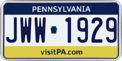 PA license plate JWW1929