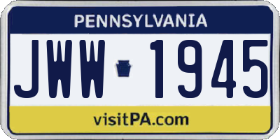 PA license plate JWW1945