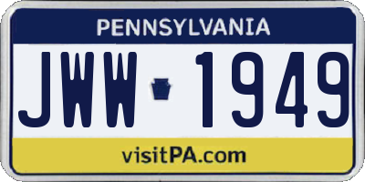 PA license plate JWW1949