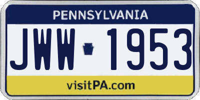 PA license plate JWW1953