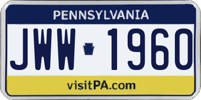 PA license plate JWW1960