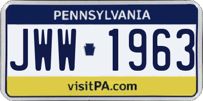 PA license plate JWW1963