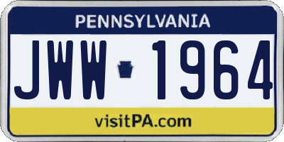PA license plate JWW1964