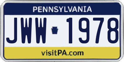 PA license plate JWW1978