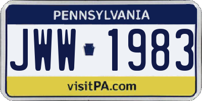 PA license plate JWW1983