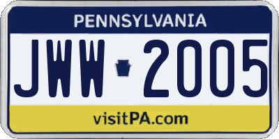 PA license plate JWW2005