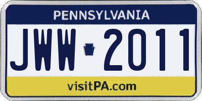 PA license plate JWW2011
