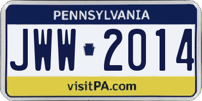 PA license plate JWW2014