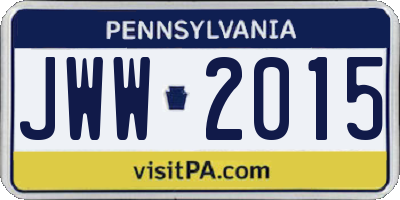 PA license plate JWW2015