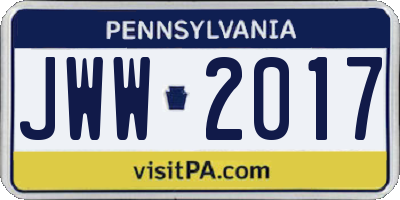 PA license plate JWW2017