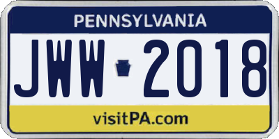PA license plate JWW2018