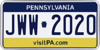PA license plate JWW2020