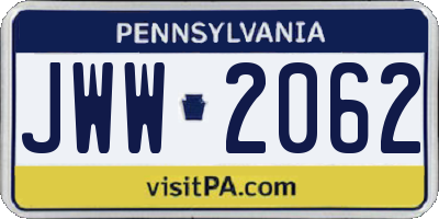 PA license plate JWW2062