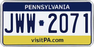 PA license plate JWW2071