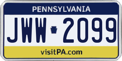 PA license plate JWW2099