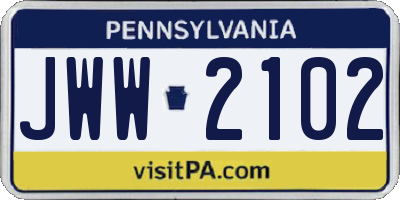 PA license plate JWW2102