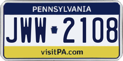PA license plate JWW2108