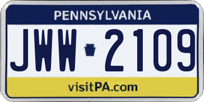 PA license plate JWW2109