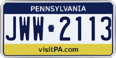 PA license plate JWW2113