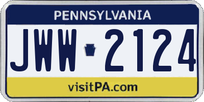 PA license plate JWW2124