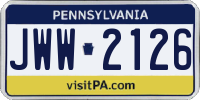 PA license plate JWW2126