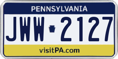 PA license plate JWW2127