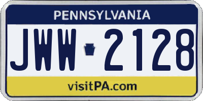 PA license plate JWW2128