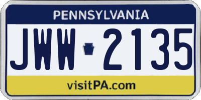 PA license plate JWW2135