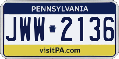 PA license plate JWW2136