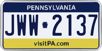 PA license plate JWW2137