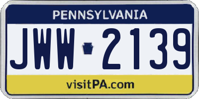 PA license plate JWW2139