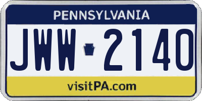 PA license plate JWW2140