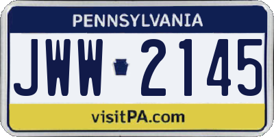 PA license plate JWW2145