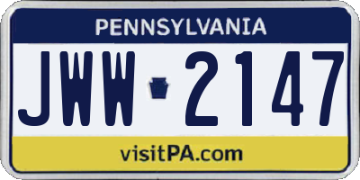PA license plate JWW2147