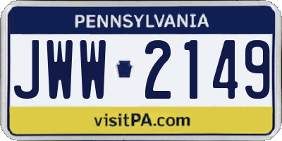 PA license plate JWW2149