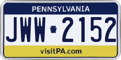 PA license plate JWW2152