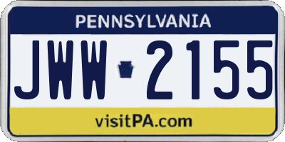 PA license plate JWW2155