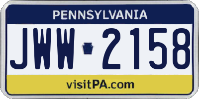 PA license plate JWW2158