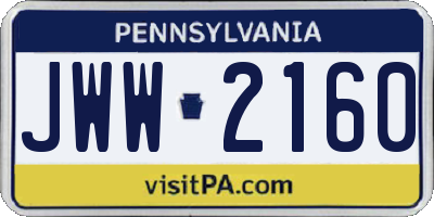 PA license plate JWW2160