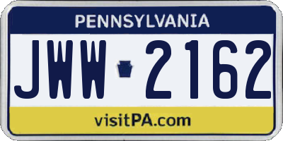 PA license plate JWW2162
