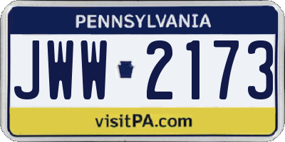 PA license plate JWW2173