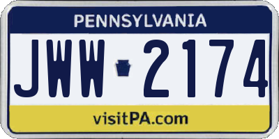 PA license plate JWW2174