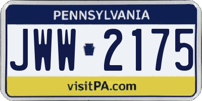 PA license plate JWW2175
