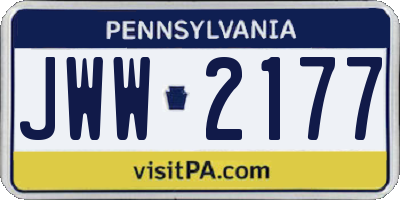PA license plate JWW2177