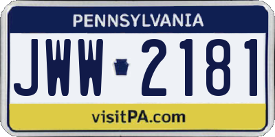PA license plate JWW2181