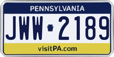 PA license plate JWW2189
