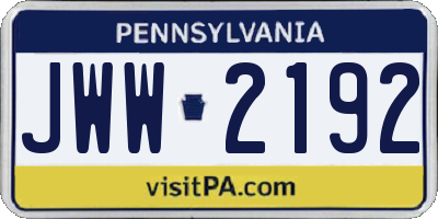 PA license plate JWW2192