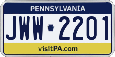 PA license plate JWW2201