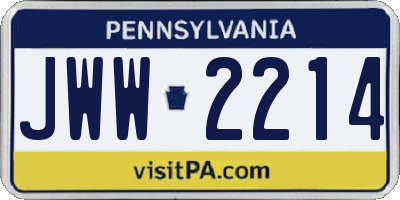 PA license plate JWW2214